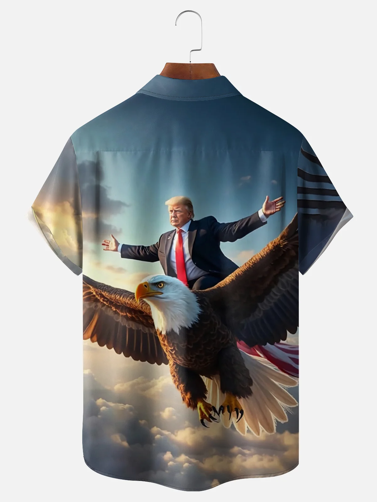 Moisture-wicking Trump Eagle Patriotic Chest Pocket Casual Shirt