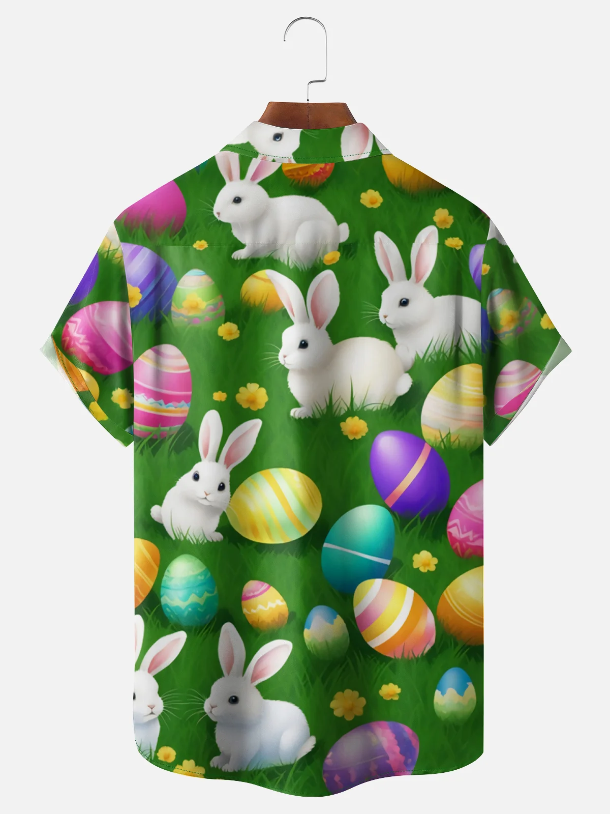 Moisture-wicking Easter Bunny Egg Chest Pocket Casual Shirt