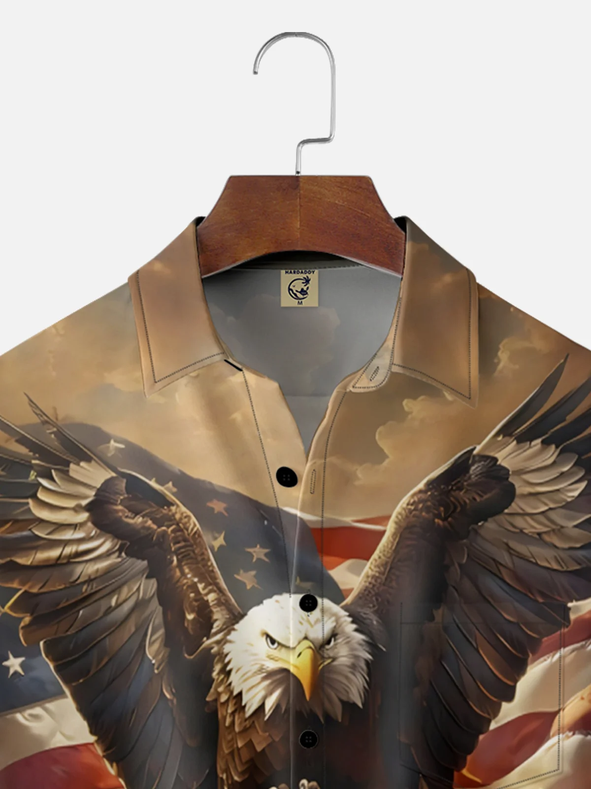 Moisture-wicking Patriotic Flag Eagle Cross Chest Pocket Casual Shirt