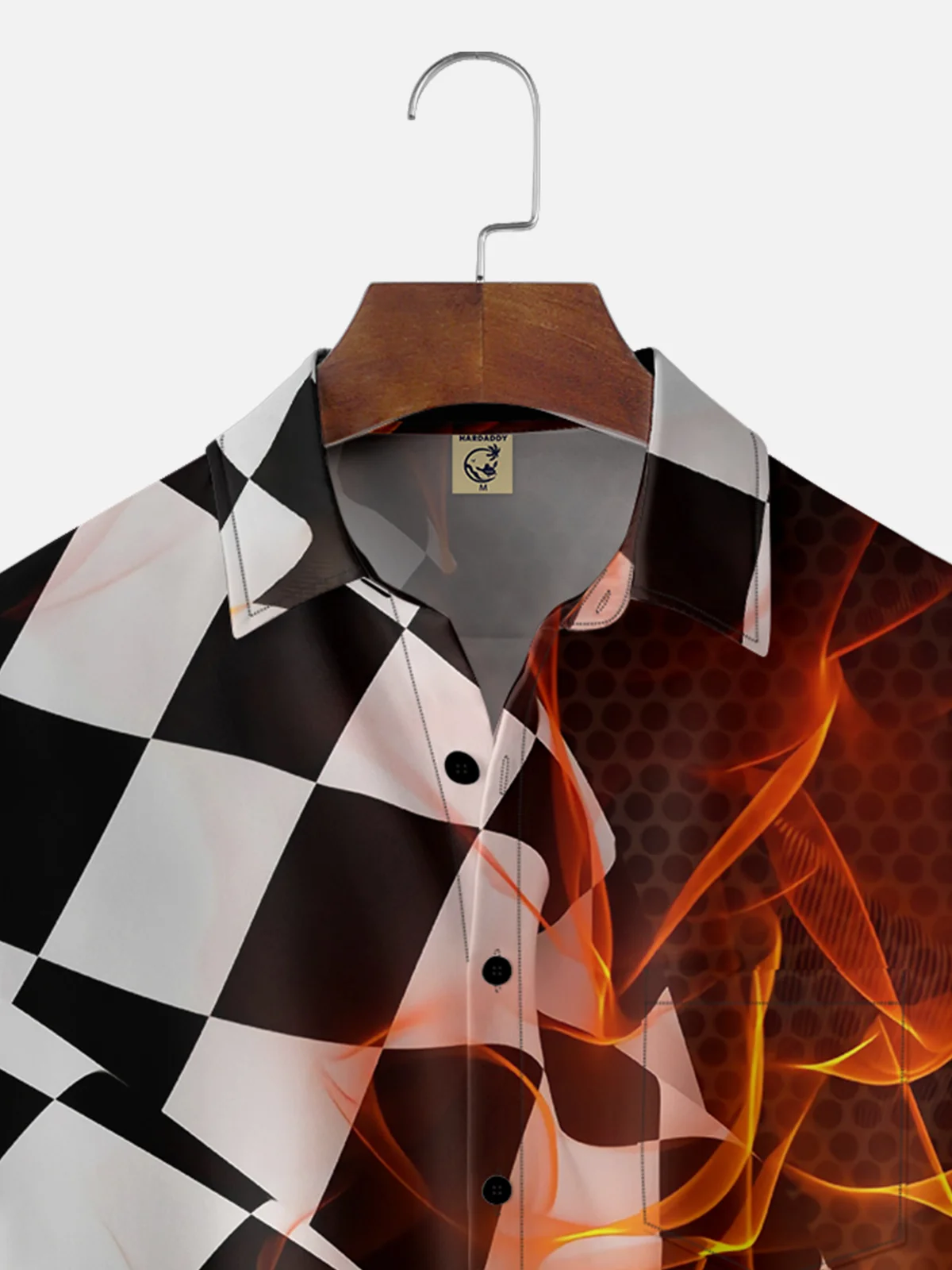 Moisture-wicking Formula One Grid Flame Chest Pocket Casual Shirt