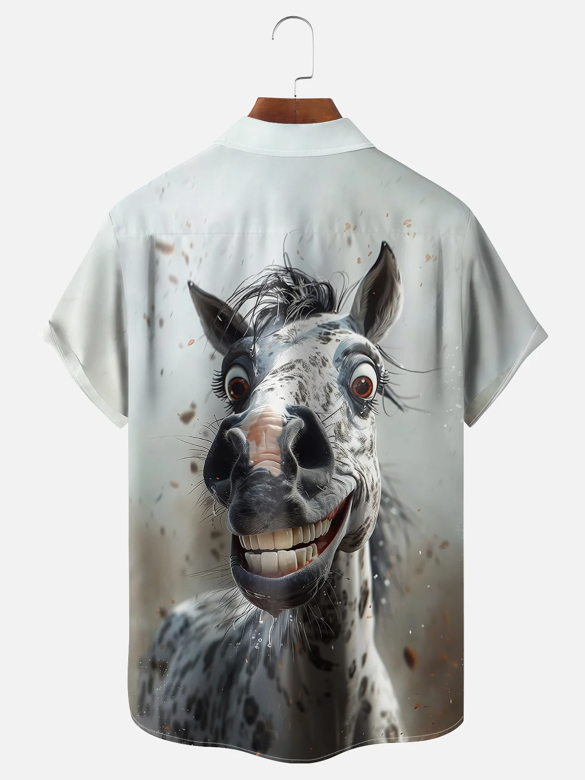 Moisture-wicking Fun Avant-garde Horse Art Exaggerated Painting Chest Pocket Hawaiian Shirt