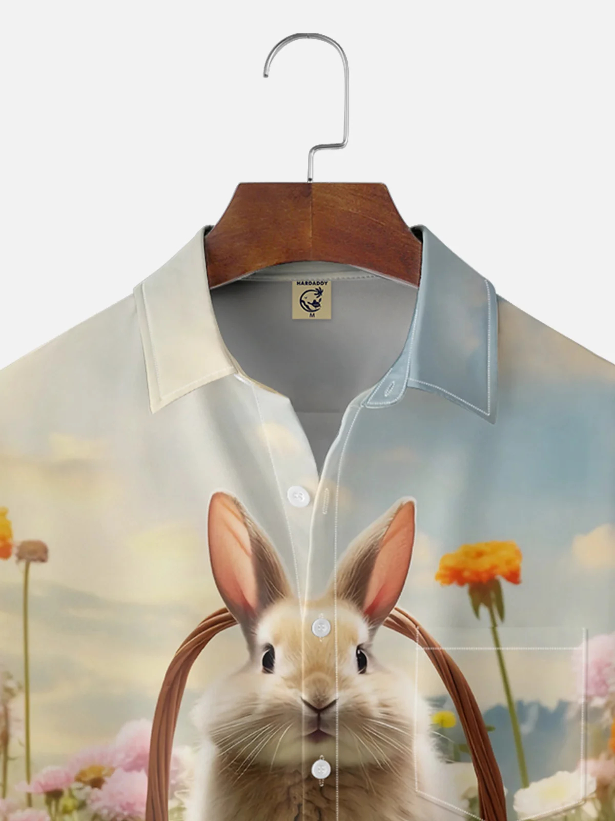 Moisture-wicking Easter Bunny Egg Chest Pocket Casual Shirt