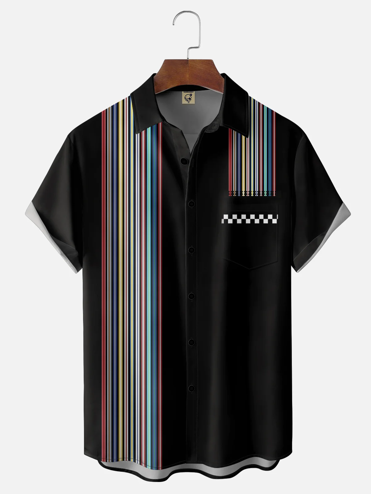 Moisture-wicking Formula One Stripes Chest Pocket Bowling Shirt