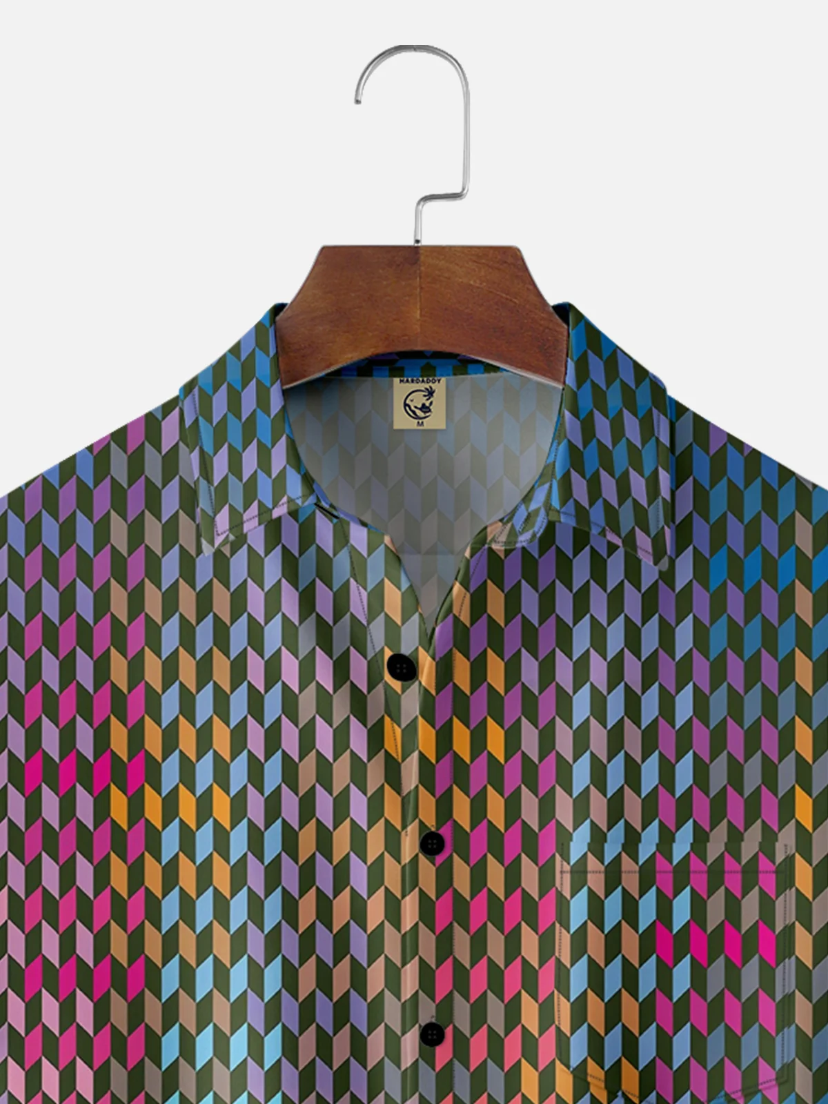 Moisture-wicking Fun Avant-garde Art Abstract Texture Chest Pocket Casual Shirt