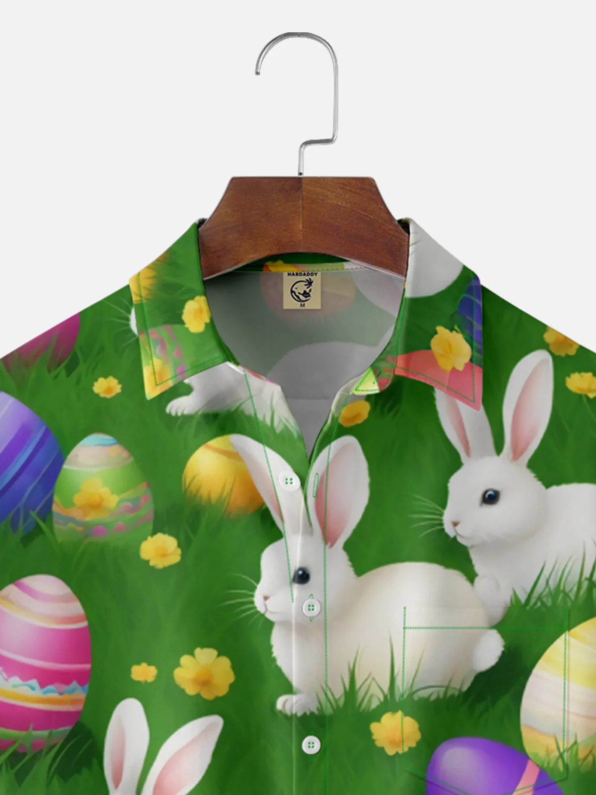 Moisture-wicking Easter Bunny Egg Chest Pocket Casual Shirt