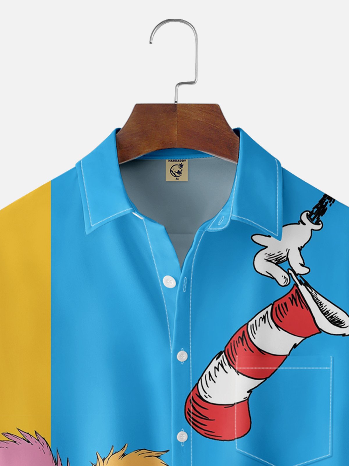 Moisture-wicking Seuss Art Illustration Young Chest Pocket Bowling Shirt