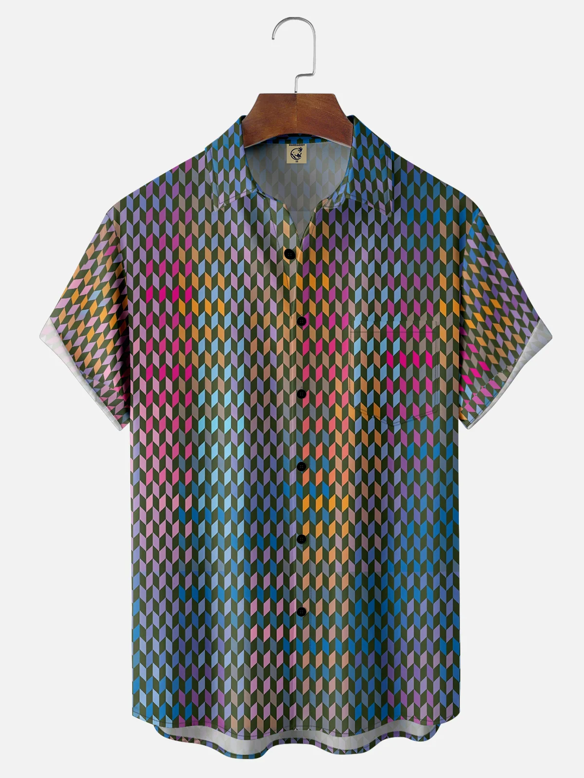 Moisture-wicking Fun Avant-garde Art Abstract Texture Chest Pocket Casual Shirt