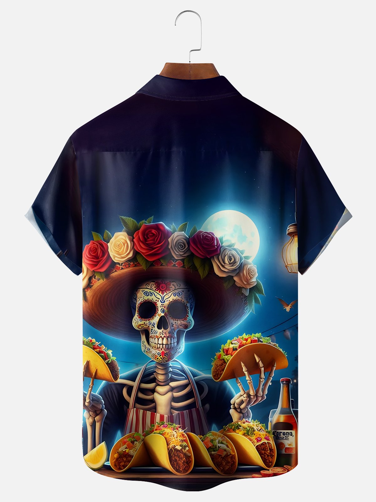 Moisture-wicking Cinco de Mayo Skull Burrito Chest Pocket Casual Shirt