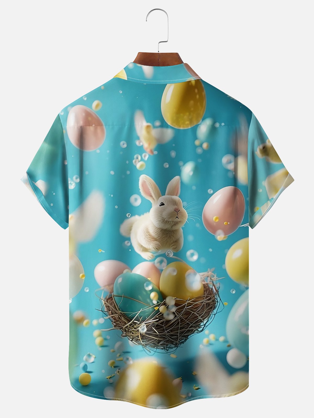 Moisture-wicking Happy Easter Bunny Egg Fun Chest Pocket Casual Shirt