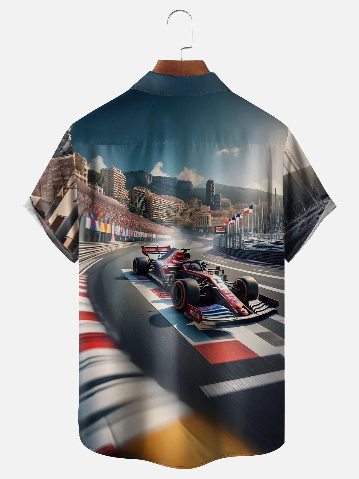 Moisture-wicking Formula One Race Car Chest Pocket Casual Shirt