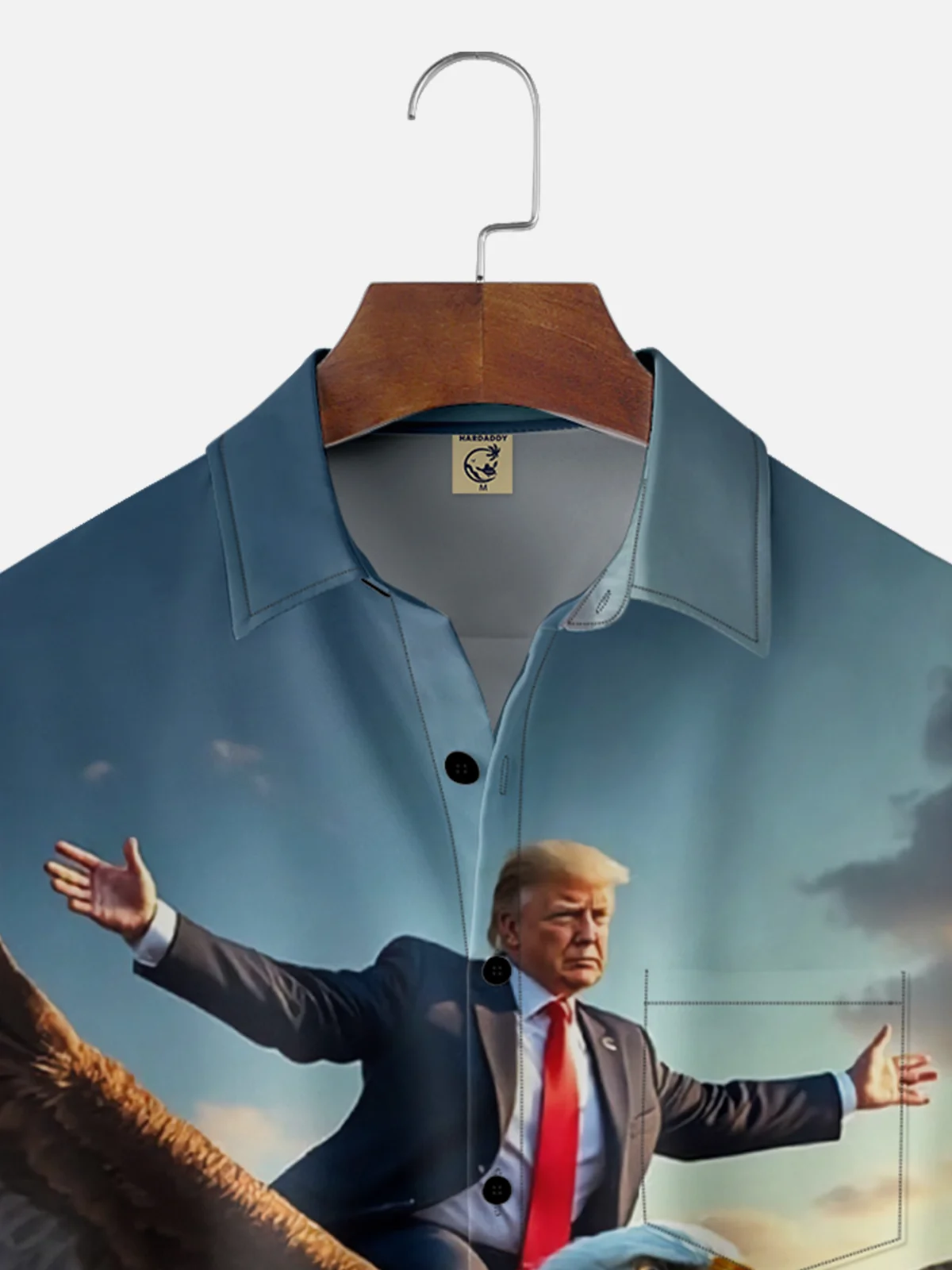 Moisture-wicking Trump Eagle Patriotic Chest Pocket Casual Shirt