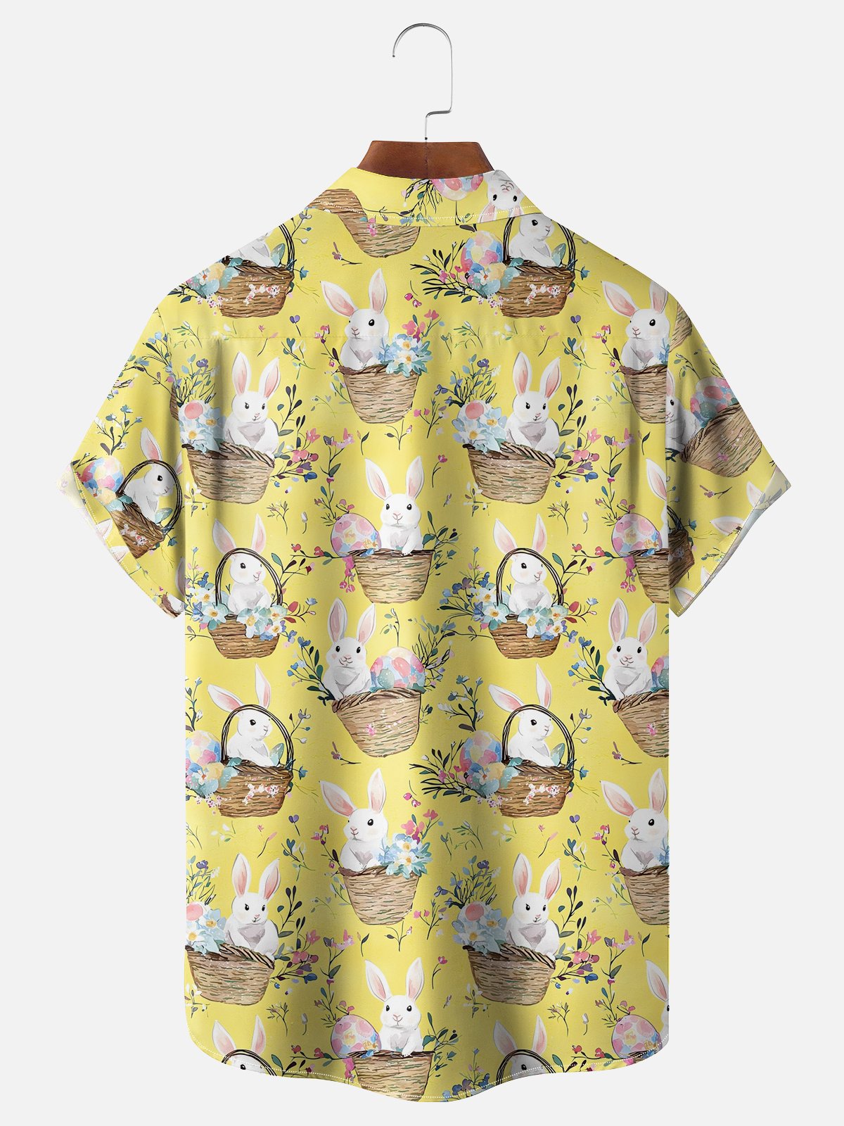Moisture-wicking Easter Bigfoot Bunny Rabbit Eggs Chest Pocket Casual Shirt