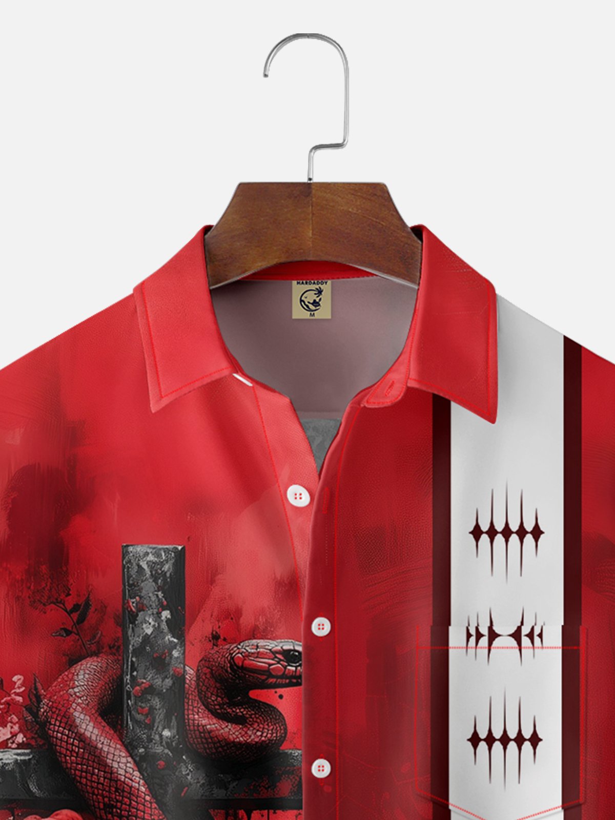 Moisture-wicking Easter Christian Cross Snake Chest Pocket Bowling Shirt