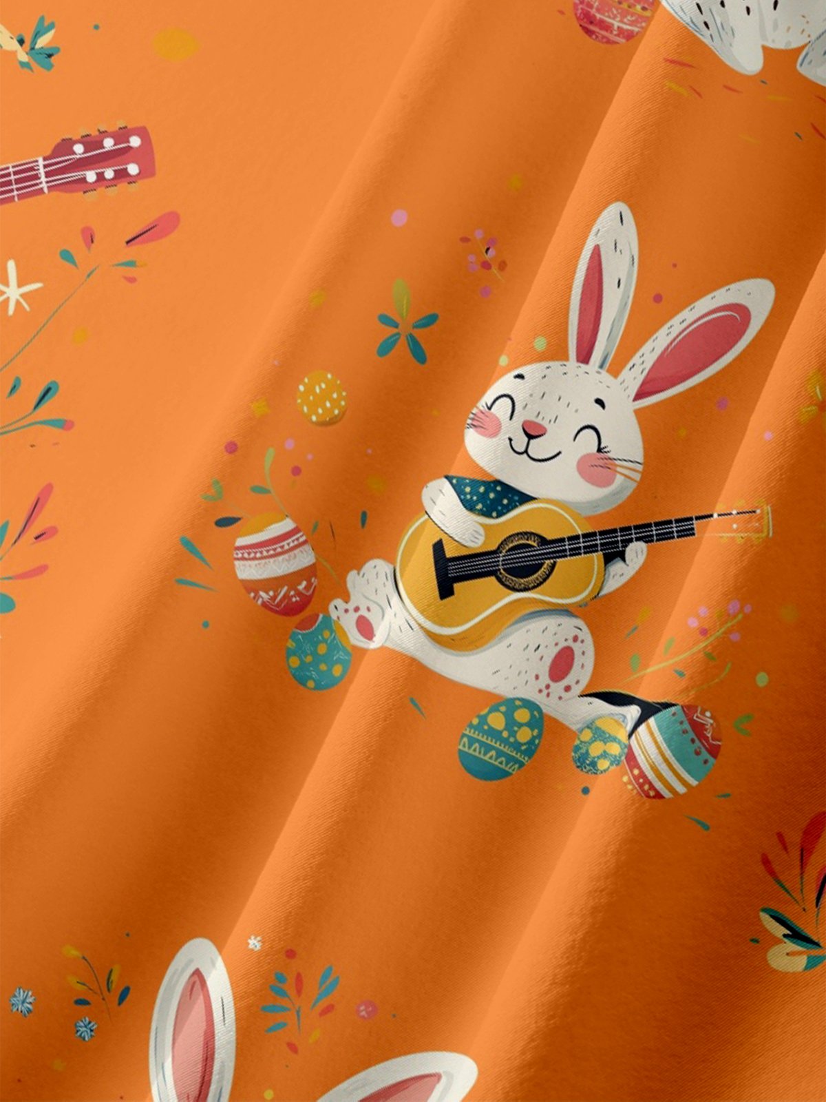 Moisture-wicking Easter Bunny Rabbit Eggs Chest Pocket Casual Shirt