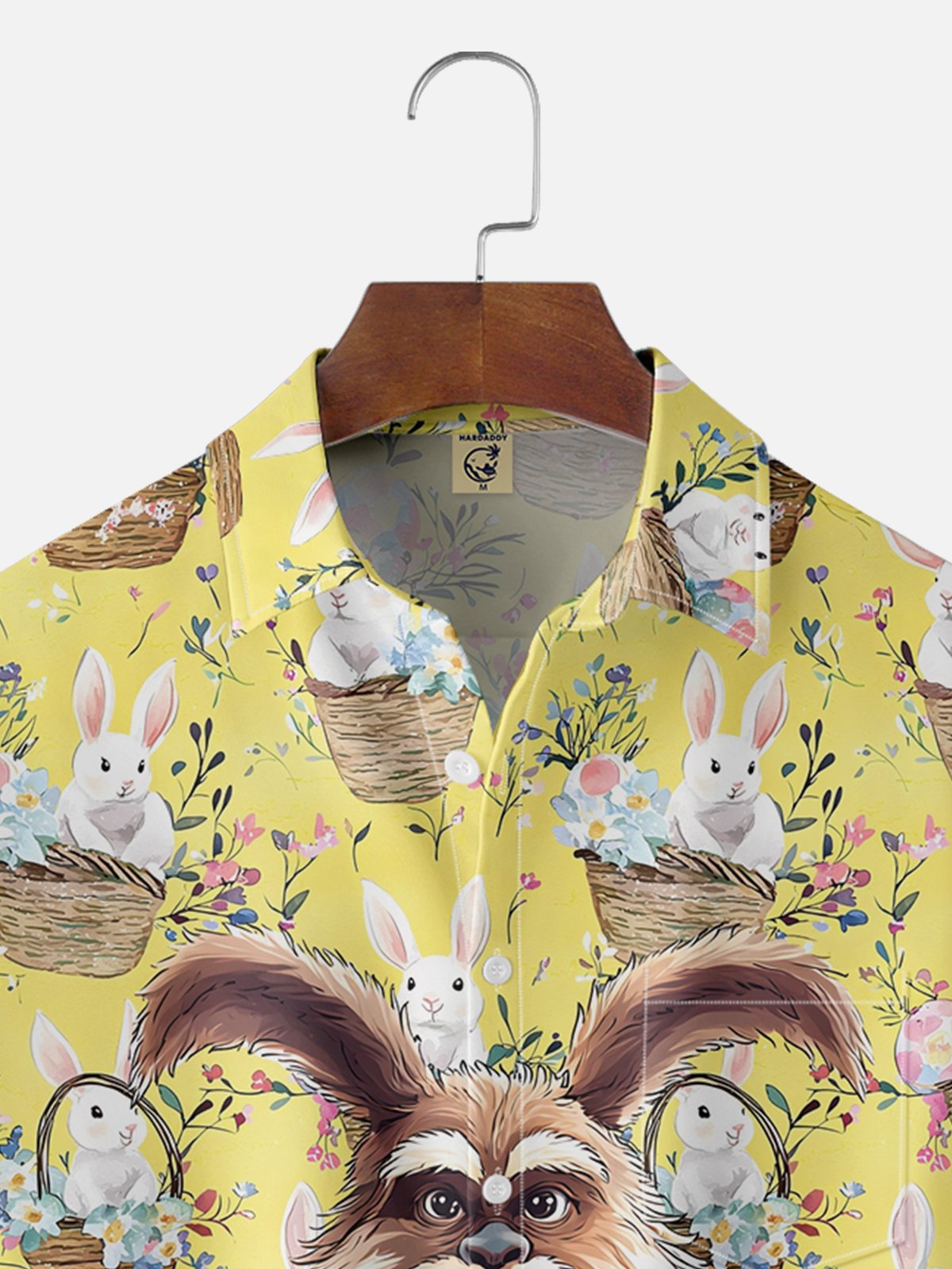 Moisture-wicking Easter Bigfoot Bunny Rabbit Eggs Chest Pocket Casual Shirt