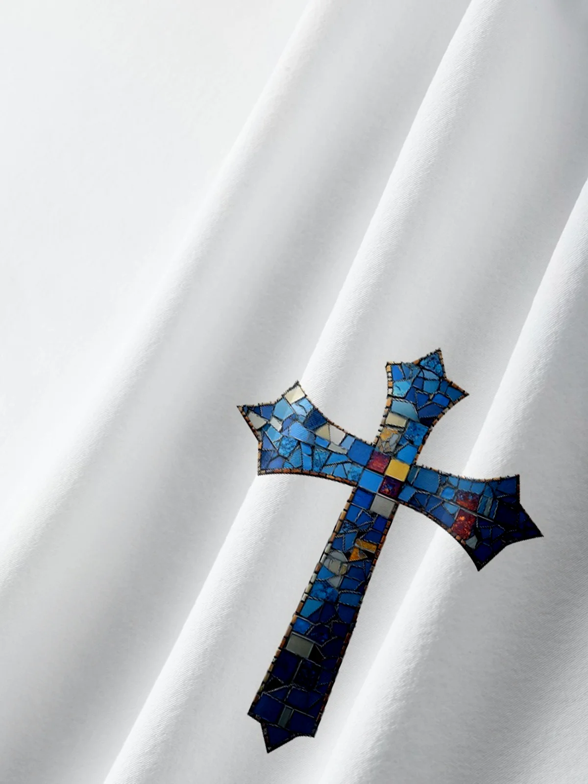 Moisture-wicking Gradient Color Easter Cross Jesus Chest Pocket Casual Shirt