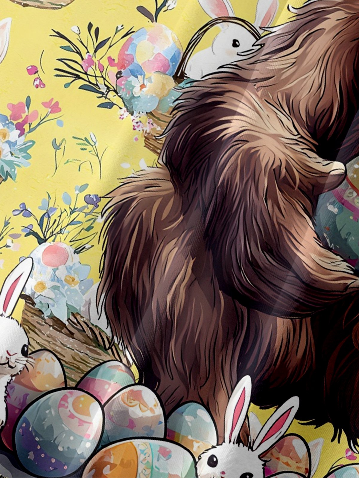 Moisture-wicking Easter Bigfoot Bunny Rabbit Eggs Chest Pocket Casual Shirt