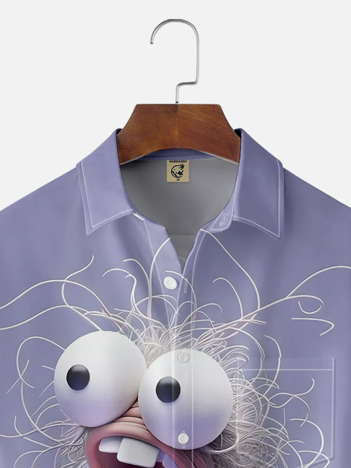 Tall Size Moisture-wicking Crazy Bug Funny Purple Chest Pocket Hawaiian Shirt