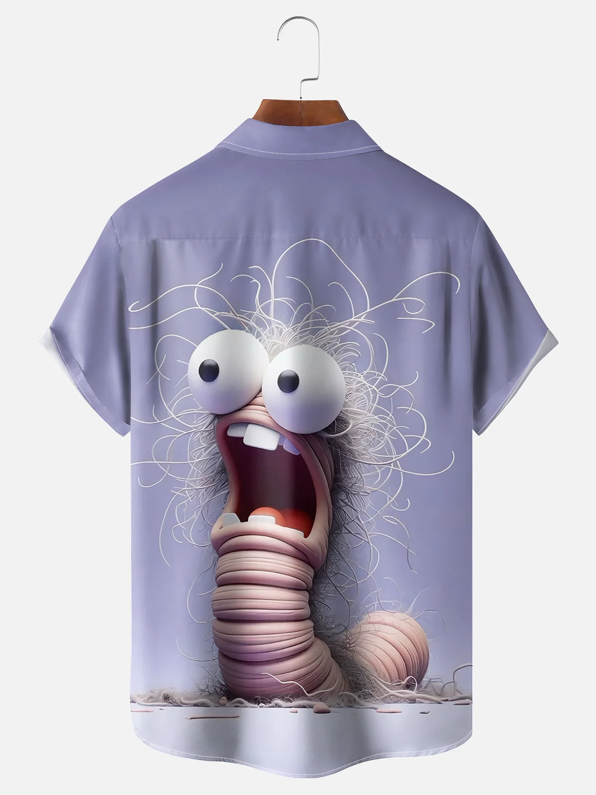 Tall Size Moisture-wicking Crazy Bug Funny Purple Chest Pocket Hawaiian Shirt