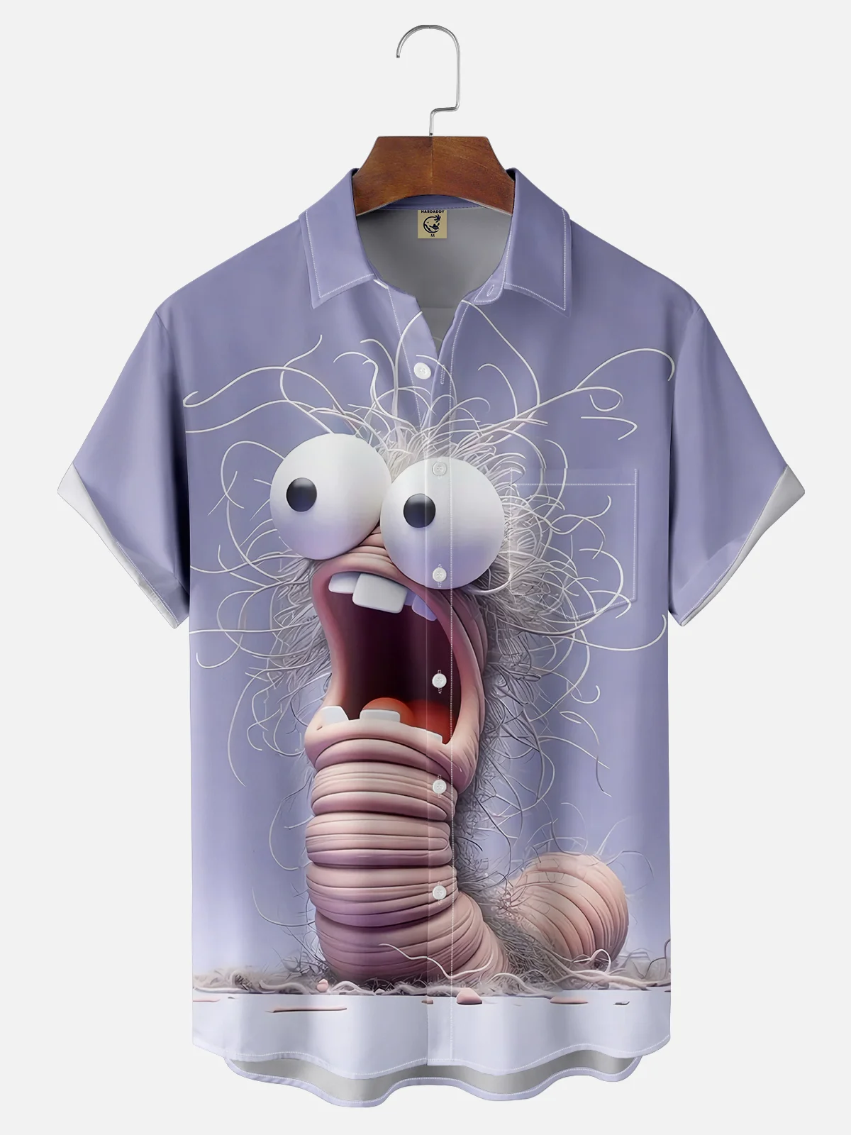 Tall Size Moisture-wicking Crazy Bug Funny Purple Chest Pocket Hawaiian Shirt