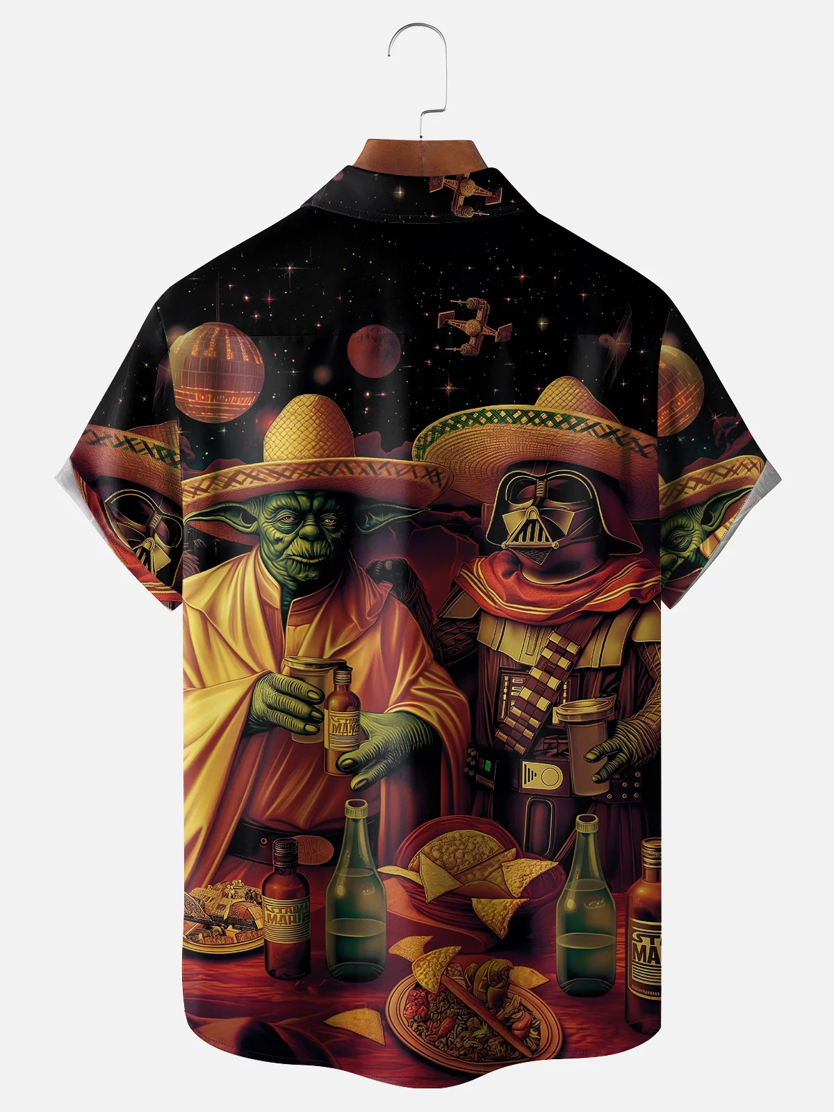 Moisture Wicking Cinco de Mayo Big Hat Star Chest Pocket Hawaiian Shirt