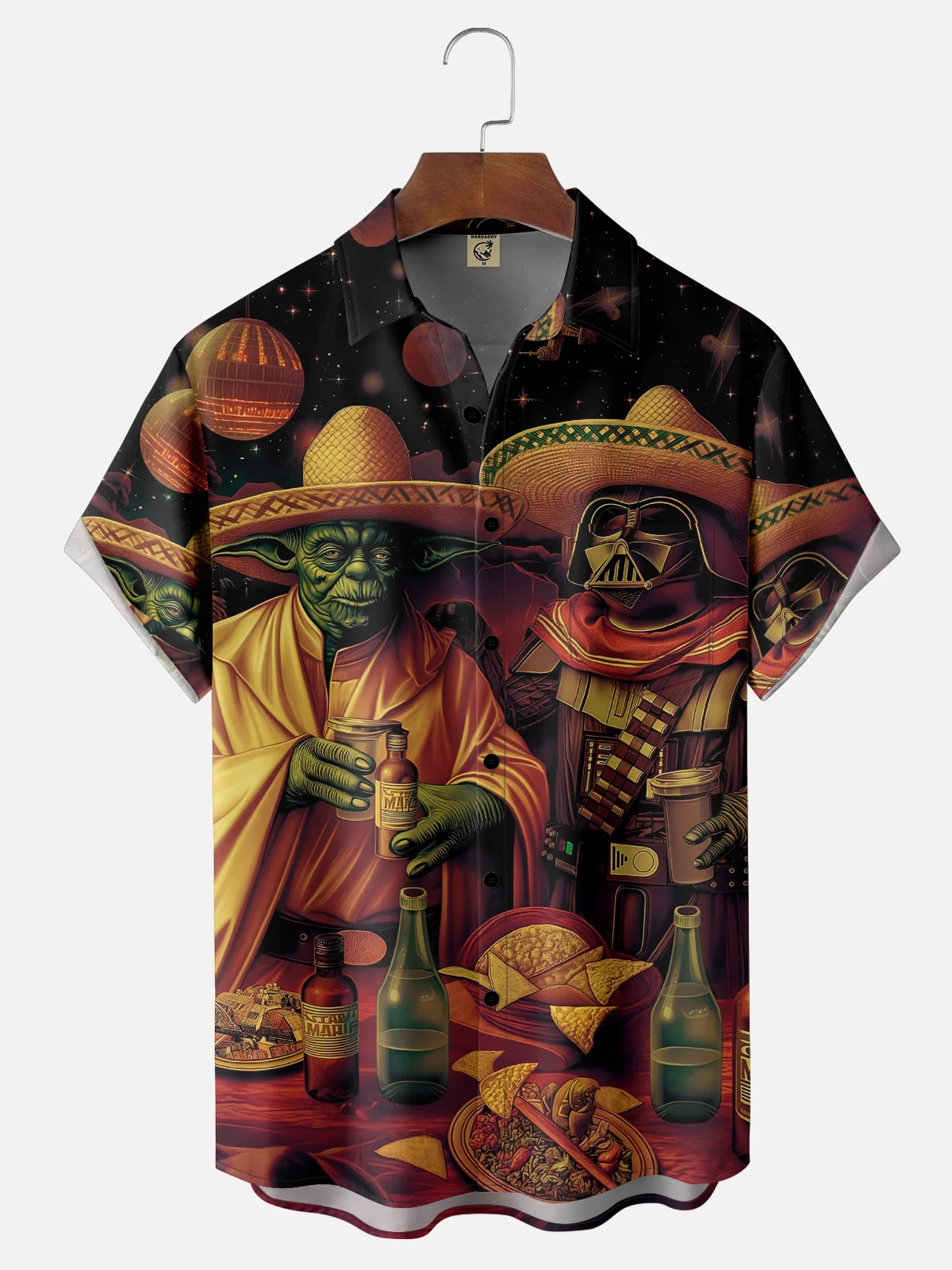 Moisture Wicking Cinco de Mayo Big Hat Star Chest Pocket Hawaiian Shirt