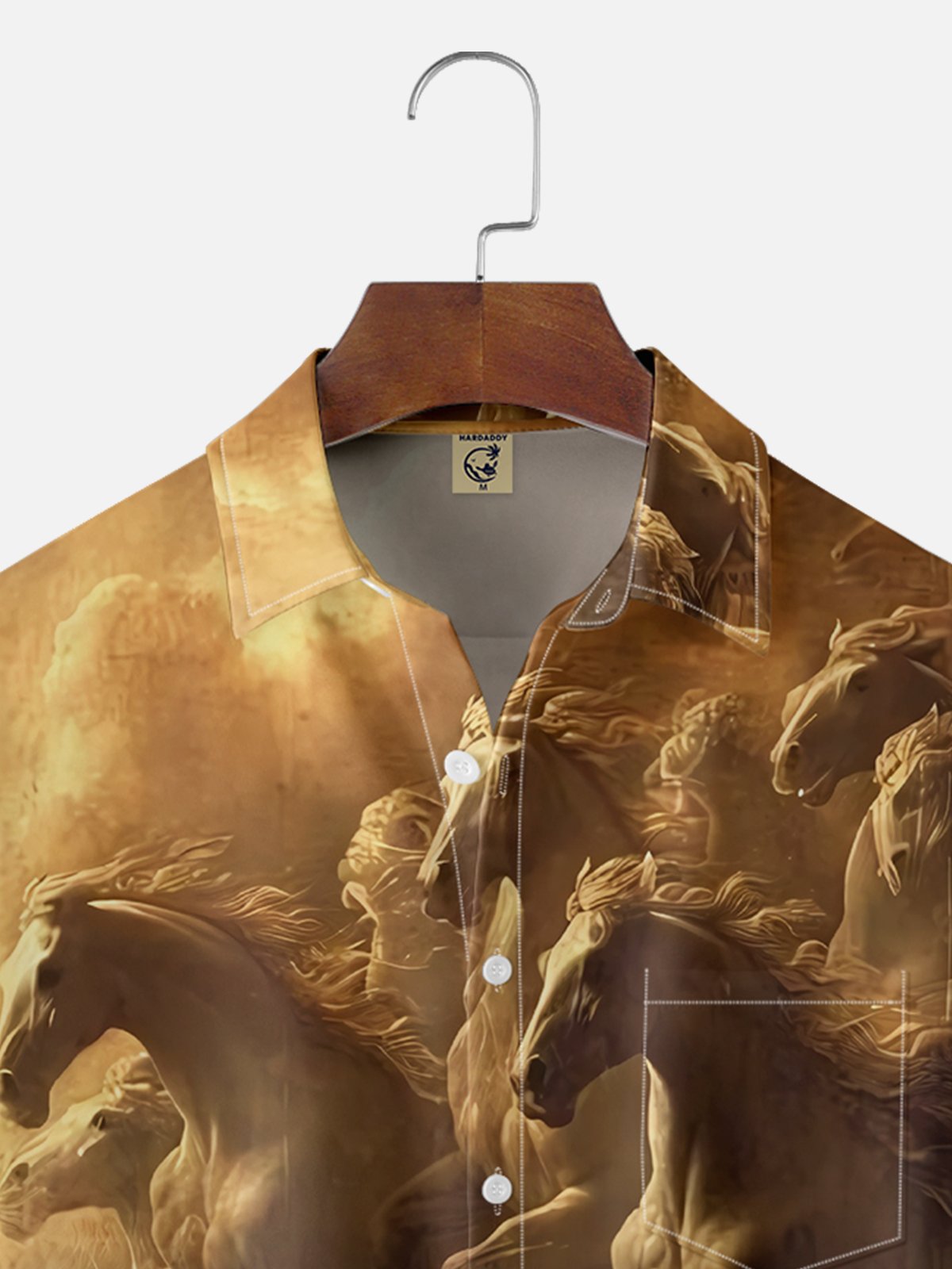 Men's Kentucky Derby Attire Moisture-wicking Horse Racing Festival Sky Horse Chest Pocket Casual Shirt