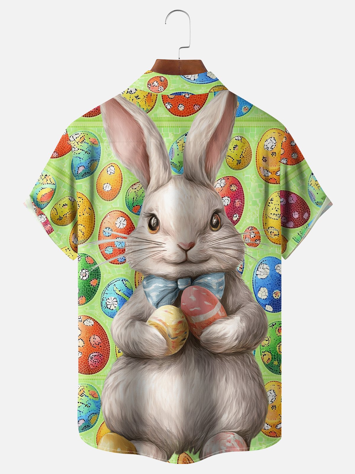 Moisture-wicking Easter Bunny Rabbit Eggs Chest Pocket Casual Shirt