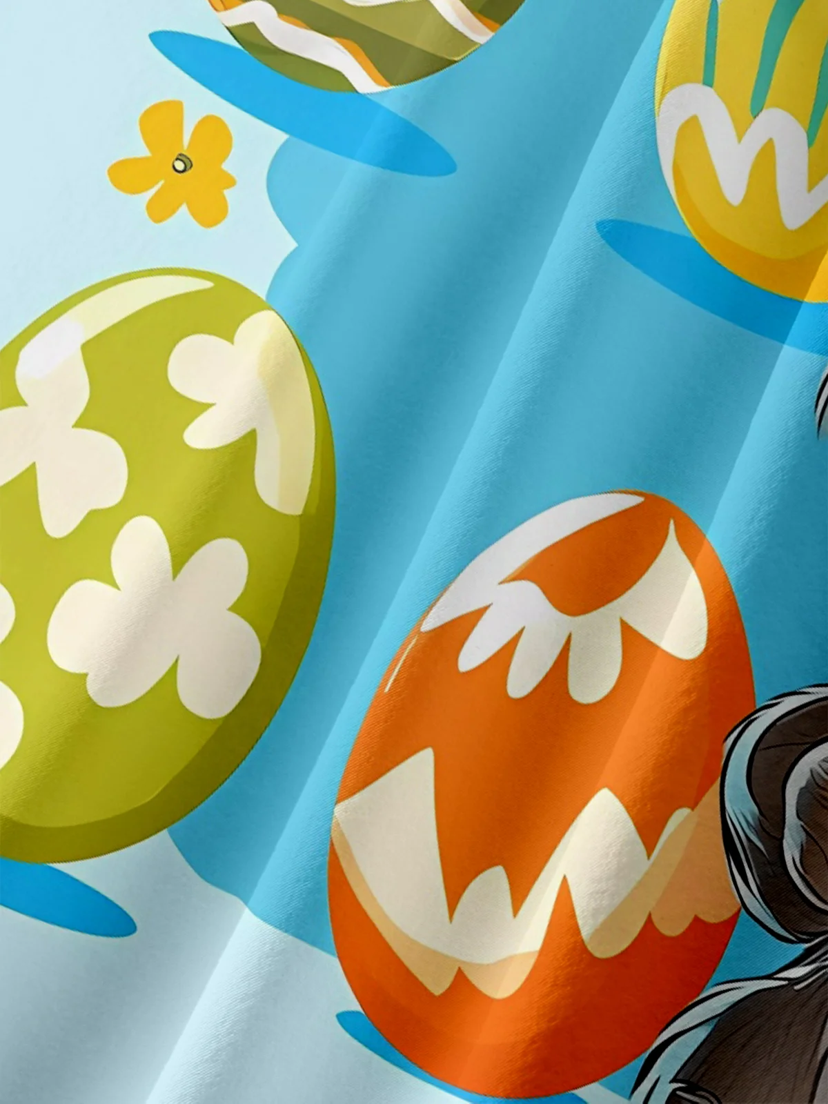 Moisture-wicking Easter Bunny Rabbit Eggs Chest Pocket Casual Shirt