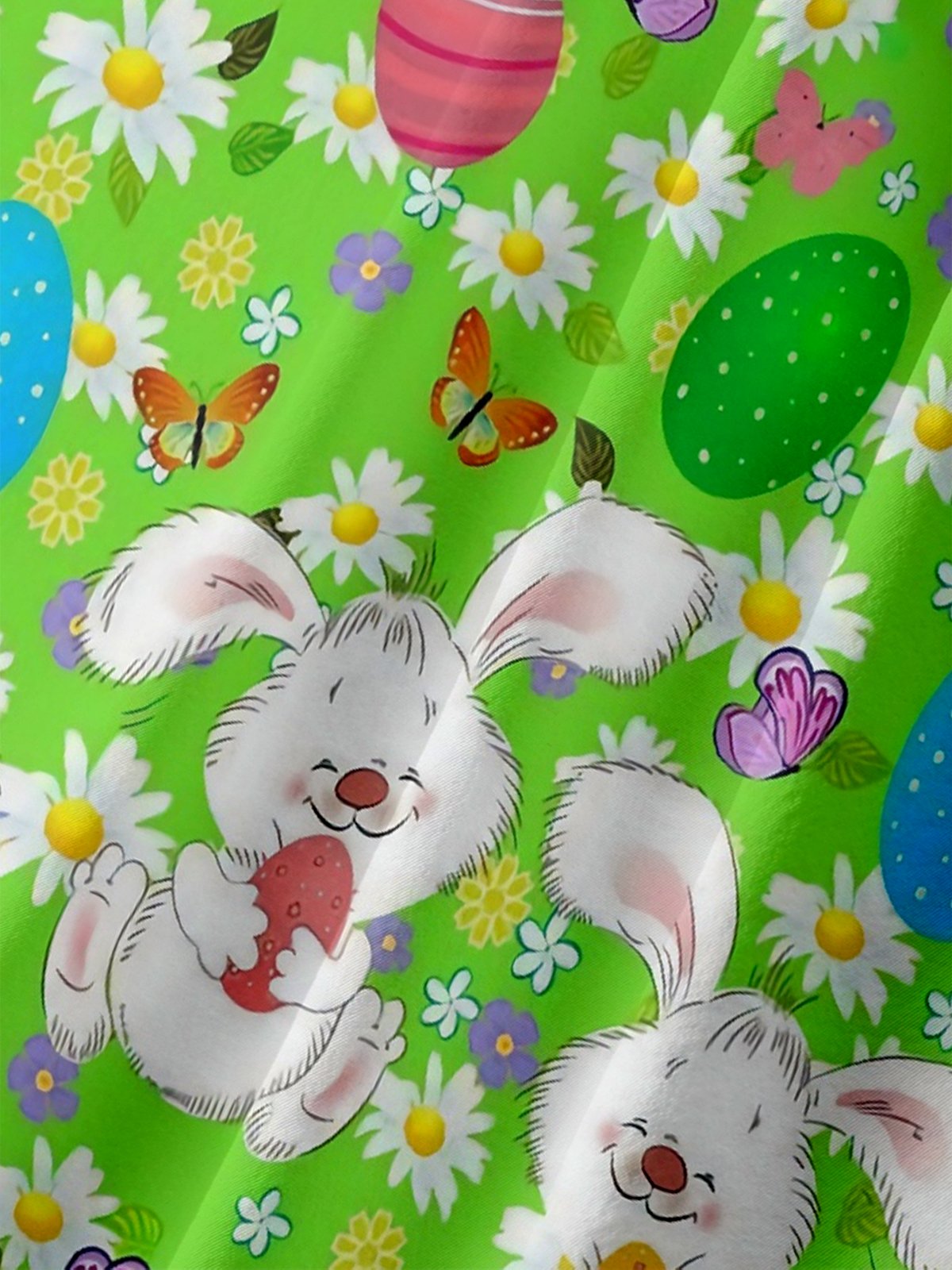 Moisture-wicking Easter Bunny Rabbit Eggs Chest Pocket Casual Shirt