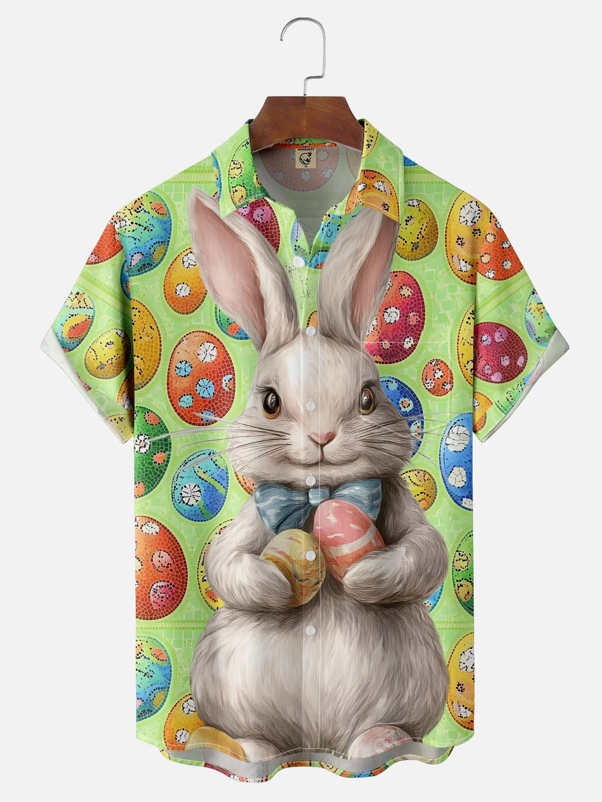Moisture-wicking Easter Bunny Rabbit Eggs Chest Pocket Casual Shirt