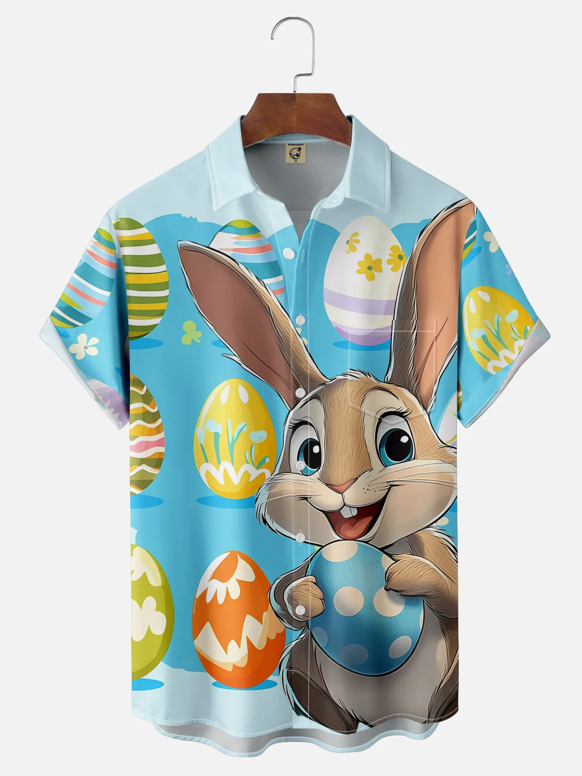 Moisture-wicking Easter Bunny Rabbit Eggs Chest Pocket Casual Shirt