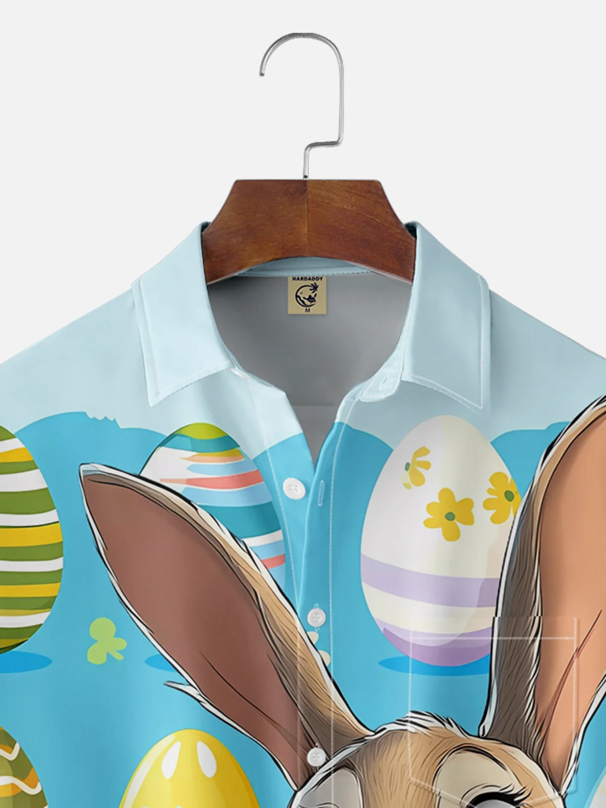 Moisture-wicking Easter Bunny Rabbit Eggs Chest Pocket Casual Shirt