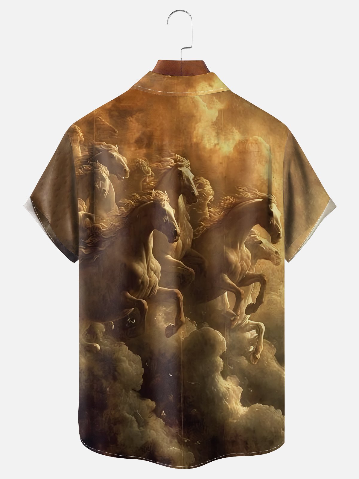Men's Kentucky Derby Attire Moisture-wicking Horse Racing Festival Sky Horse Chest Pocket Casual Shirt