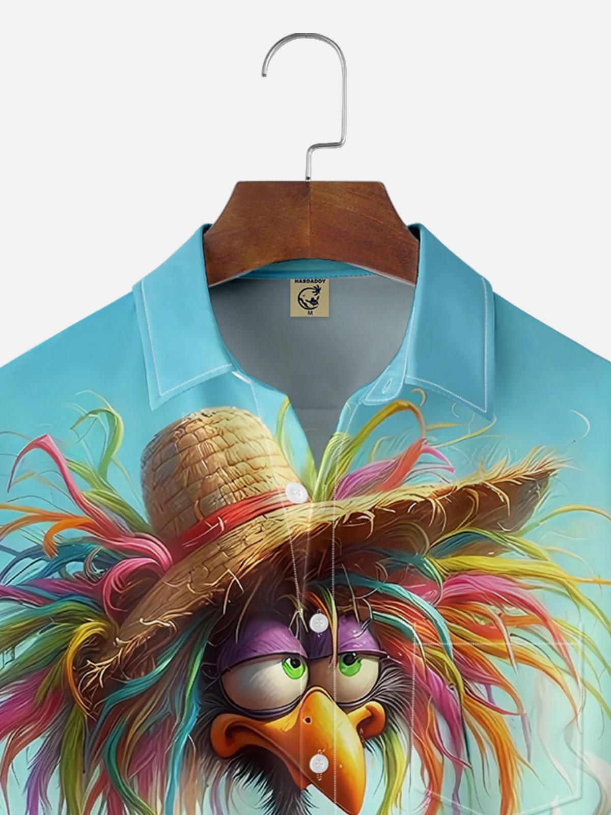 Tall Size Moisture-wicking Early Chicken Drinks Coffee Chest Pocket Hawaiian Shirt