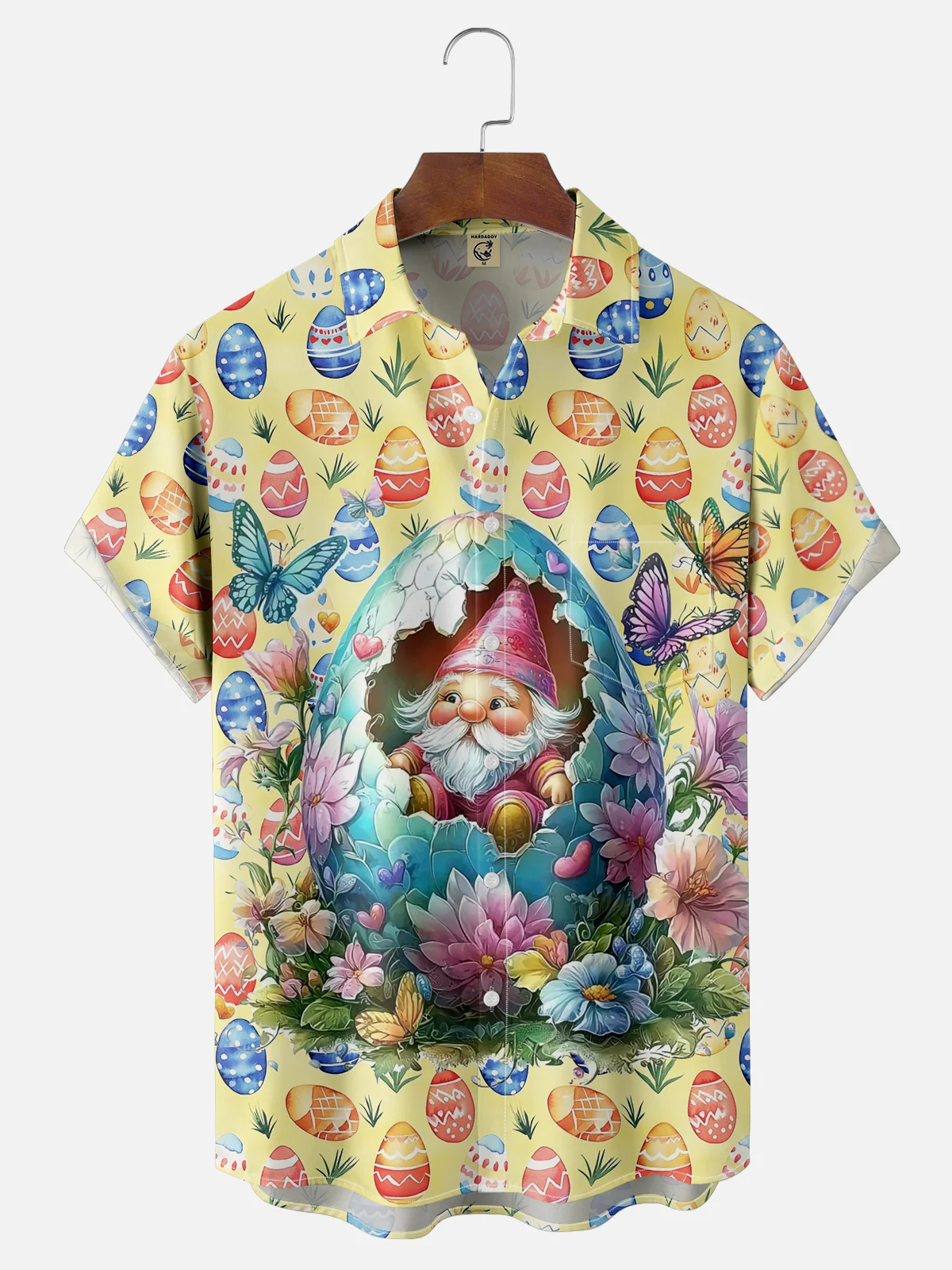 Moisture-wicking Easter Bunny Rabbit Eggs Gnome Chest Pocket Casual Shirt