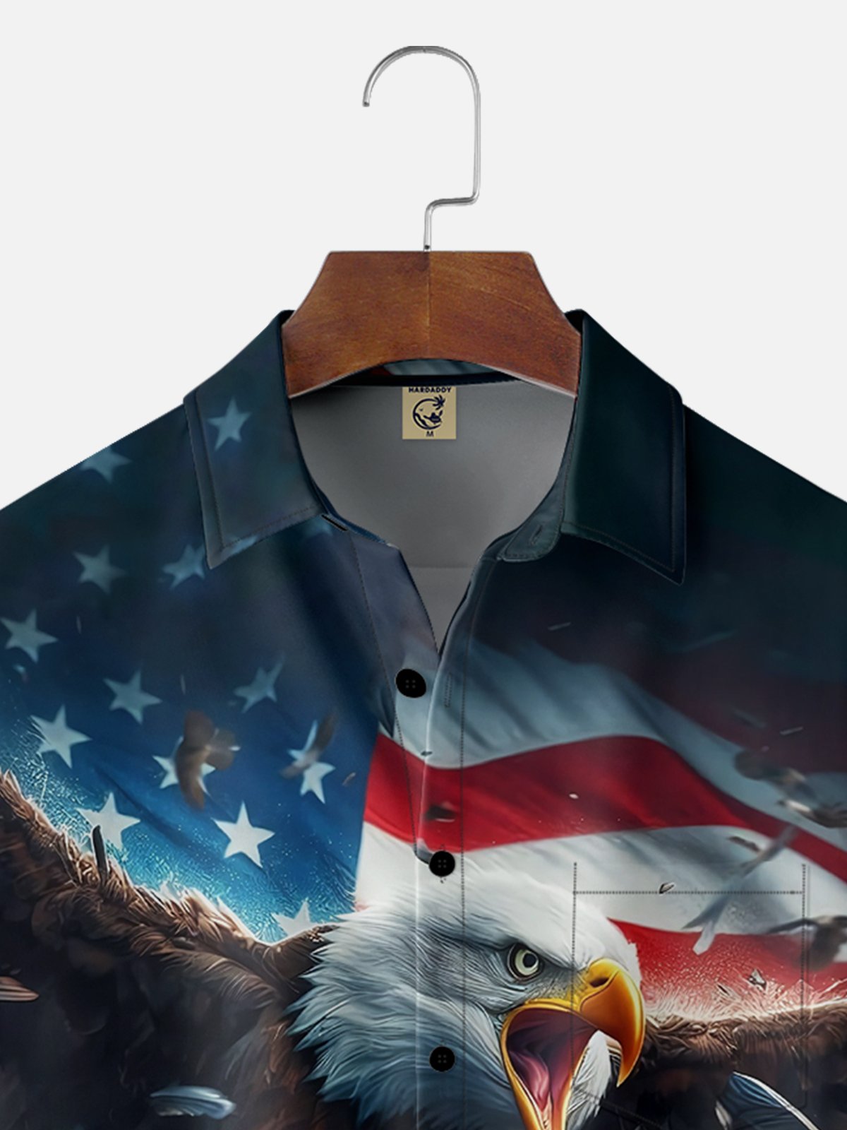 Moisture-wicking Avant-garde Bald Eagle Fantasy American Flag Chest Pocket Casual Shirt
