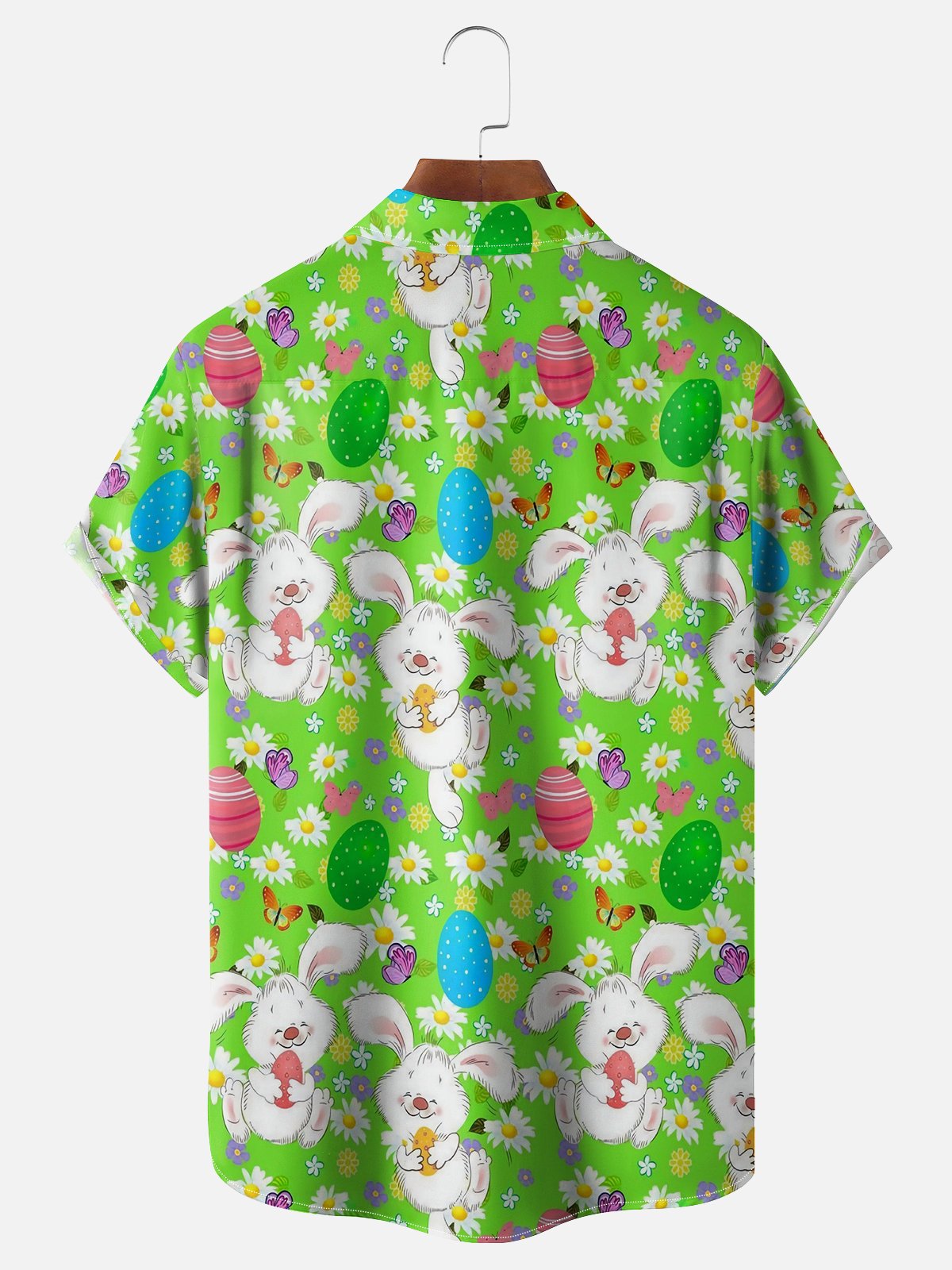 Moisture-wicking Easter Bunny Rabbit Eggs Chest Pocket Casual Shirt