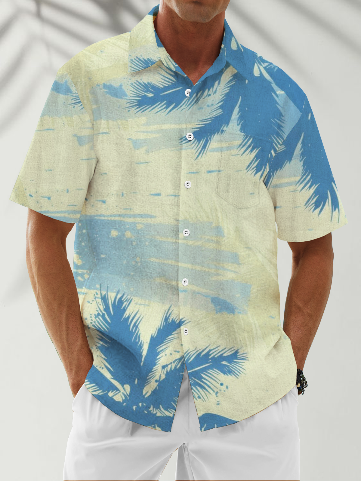 Moisture Wicking Gradient Coconut Chest Pocket Casual Shirt