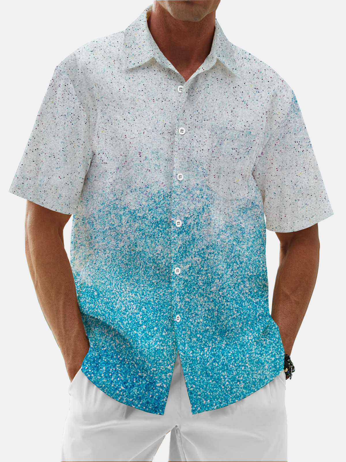 Moisture Wicking Gradient Chest Pocket Casual Shirts