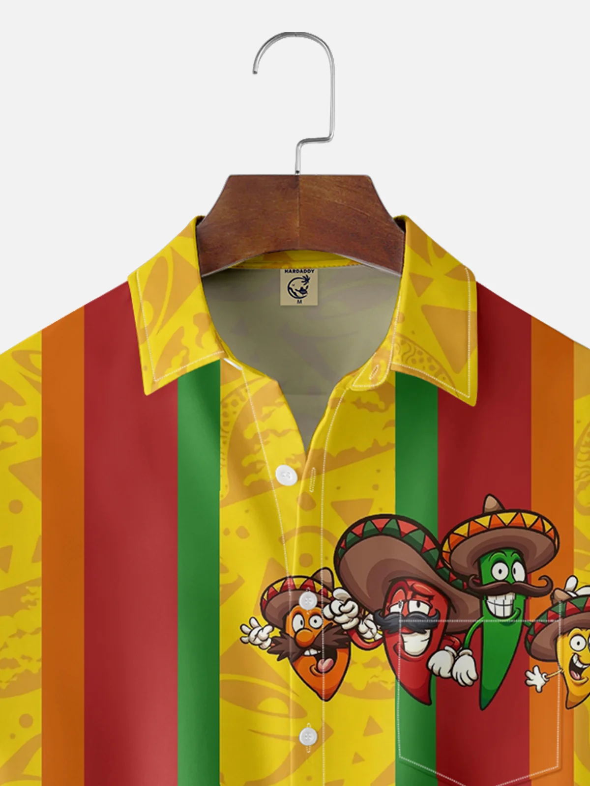 Moisture-wicking Cinco de Mayo Chili Chest Pocket Bowling Shirt