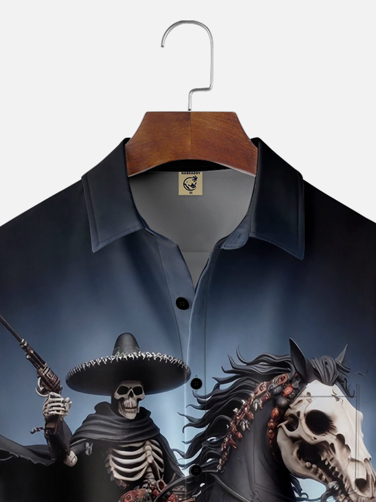 Moisture-wicking Cinco de Mayo Skeleton Horse Rider Chest Pocket Casual Shirt