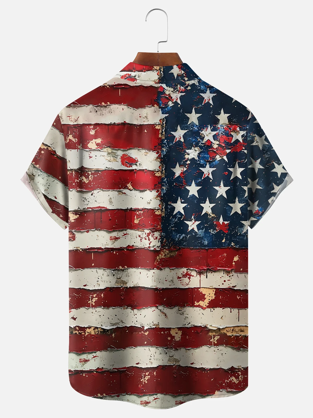 Moisture-wicking American Flag Memorial Day Chest Pocket Casual Shirt