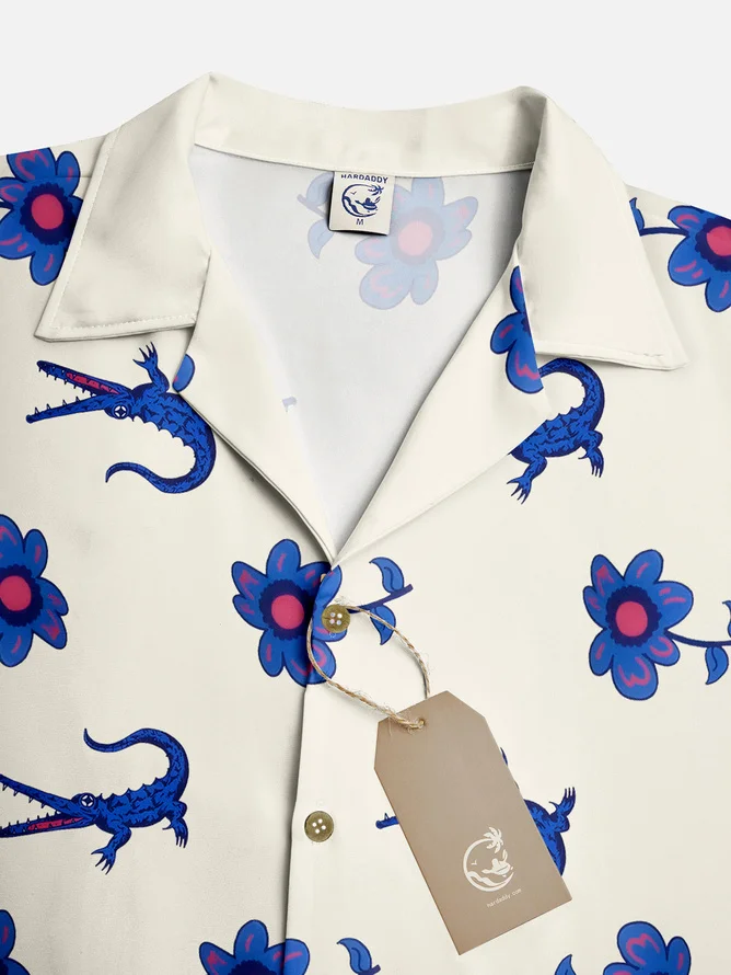 Tall Size Floral Crocodile Quick Dry Aloha Cabana Shirt