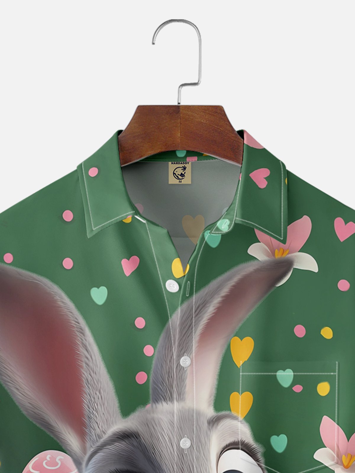 Moisture-wicking Easter Bunny Rabbit Eggs Chest Pocket Hawaiian Shirt