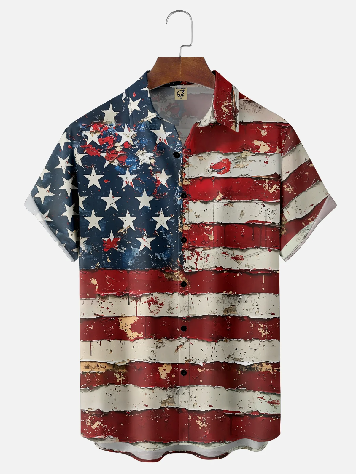 Moisture-wicking American Flag Memorial Day Chest Pocket Casual Shirt