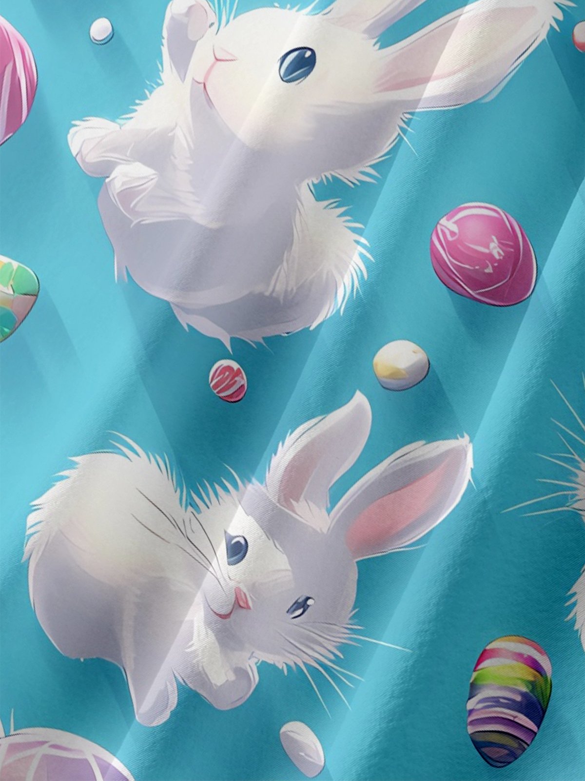 Moisture-wicking Easter Bunny Rabbit Eggs Chest Pocket Casual Shirt