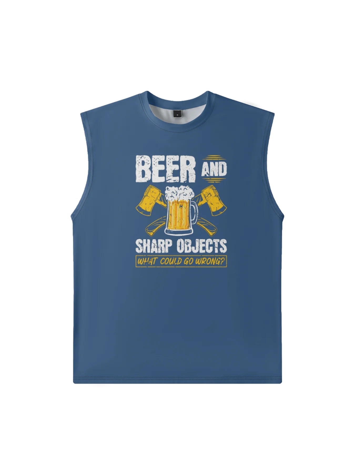 Mens Crewneck Tank Tops Beer Sharp Object Beach Sleeveless Shirt