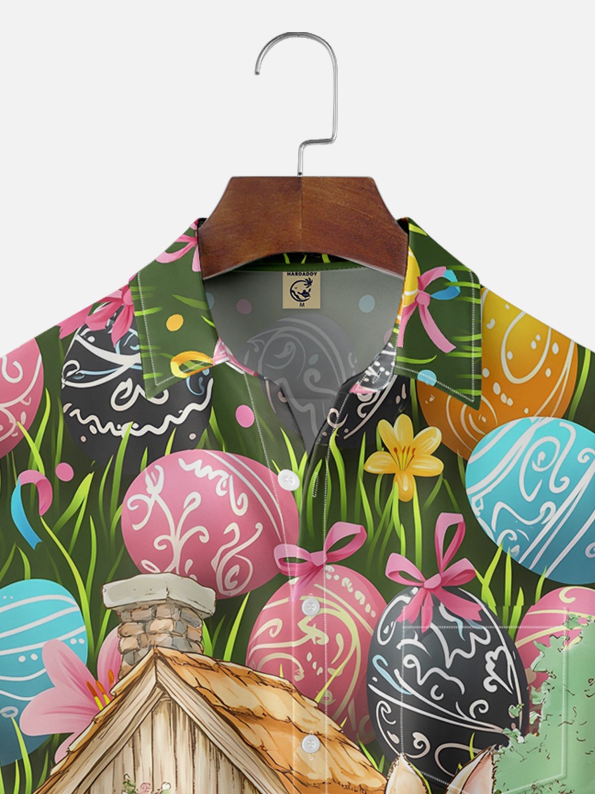 Moisture-wicking Easter Bunny Rabbit Eggs Chest Pocket Casual Shirt
