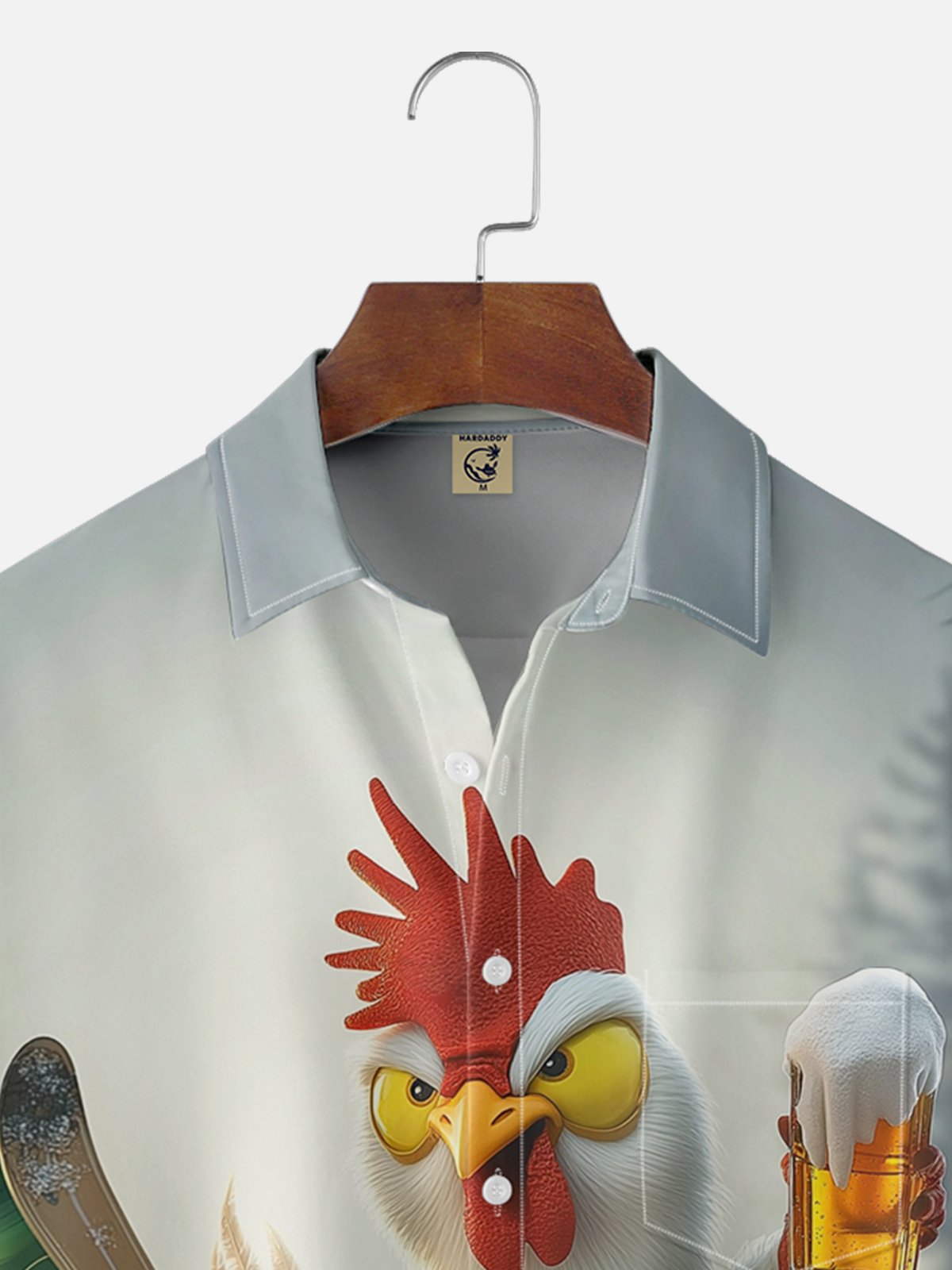 Moisture-wicking Kung Fu Ski Beer Chicken Rooster Chest Pocket Casual Shirt